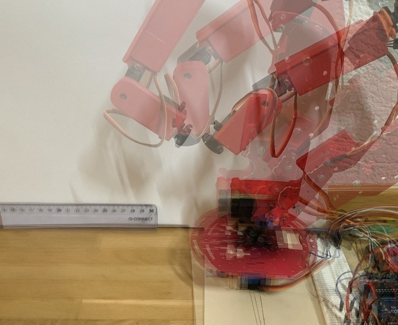 Multiple exposures of the pivoting test measured against a ruler