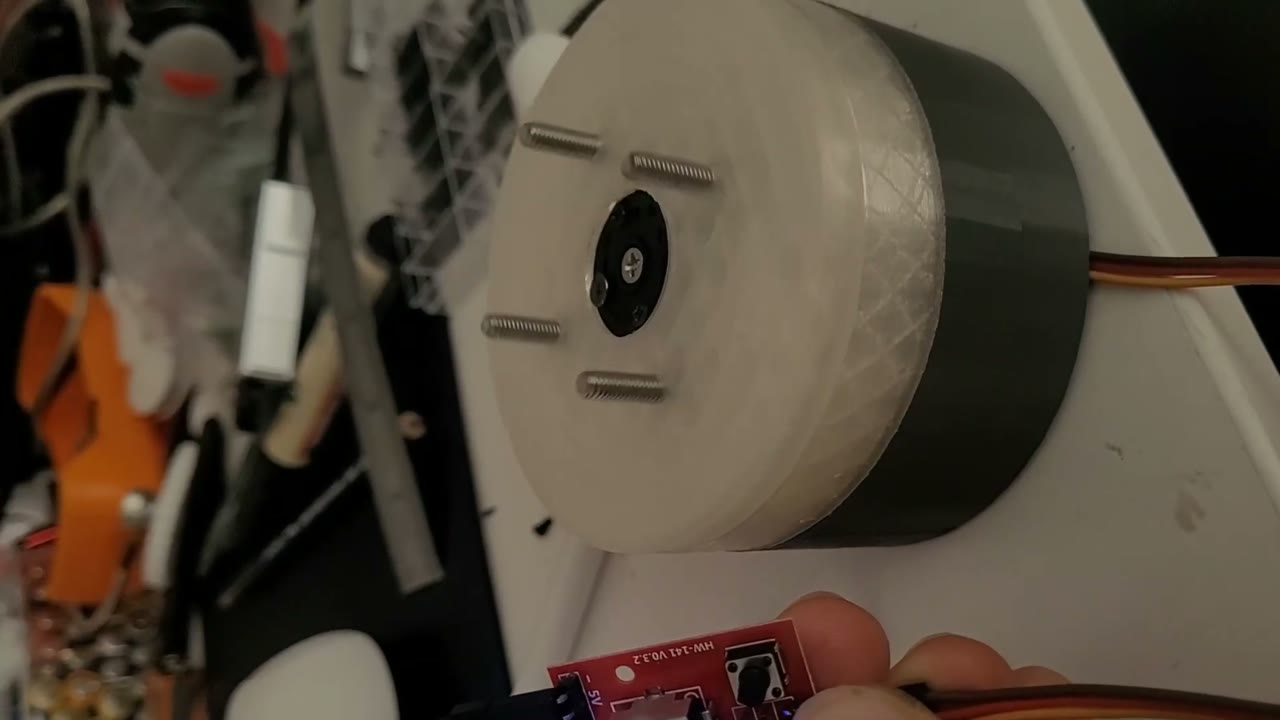 3D-printed servo housing with the motor mounted inside